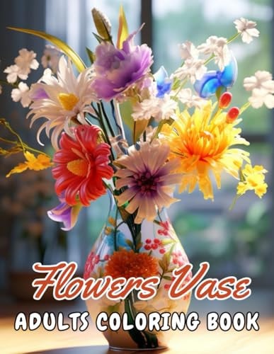 Flowers Vase Adults Coloring Book Stress Relief And Relaxation Coloring Pages