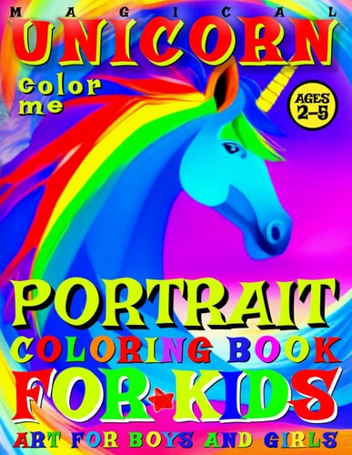 Magical Unicorn Coloring Book for Kids - Portrait Color Me - 50 Illustrated Pages of a Creative Booklet as an Educational Tool in Early Learning for Children Ages 2-5 Art for Boys and Girls