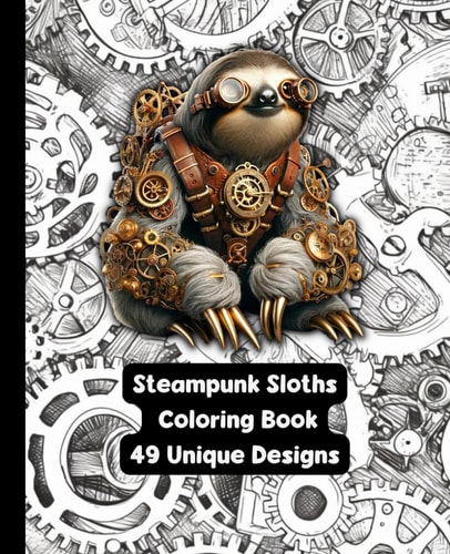 Steampunk Sloths - Adult Coloring Book - 49 Unique Designs Transform Your Mindset - One Color At A Time!