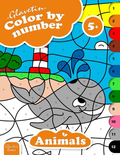 GLAVETIN - COLOR BY NUMBER - ANIMALS Coloring Book for Kids Ages 5 and Up