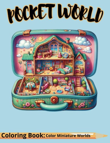 Pocket World Enchanting Coloring Journey, Discover Miniature Worlds Within Magical Items for Ultimate Relaxation and Stress Alleviation