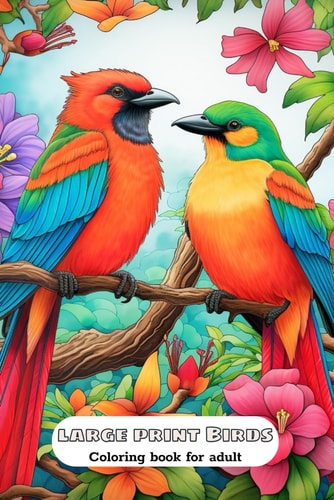 Large Print Birds Coloring Book For Adult Relaxation And Stress Reliving