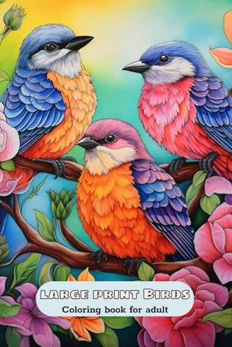 Large Print Birds Coloring Book For Adult Relaxation And Stress Reliving