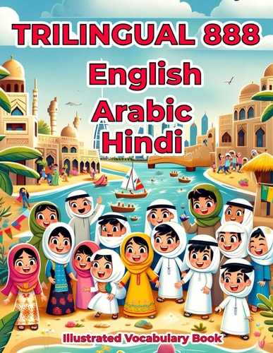 Trilingual 888 English Arabic Hindi Illustrated Vocabulary Book Colorful Edition