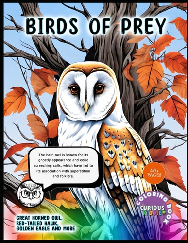 Birds of Prey, Kids Nature Book, Barn Owls, Red-Tailed Hawks, Golden Eagles and More Educational Coloring Book