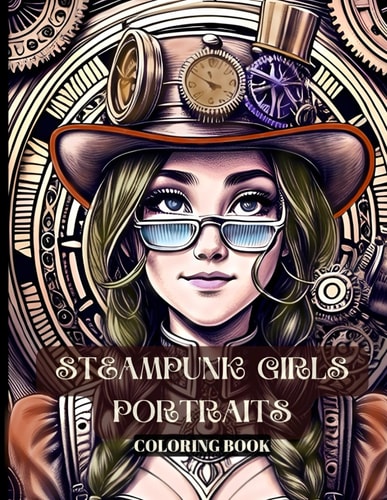 Steampunk Girls Portraits Coloring Book with 39 Beautiful Illustrations to Colour