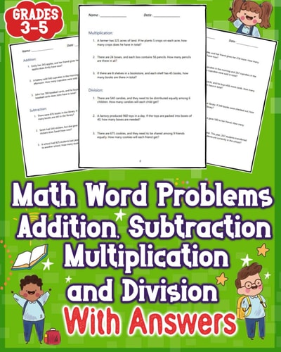 Math Word Problems Addition Subtraction Multiplication and Division With Answers Grades 3-5 Simplify One-step Challenges with Addition and Subtraction. Sharpen Problem-solving Skills Through Engaging Word Problems