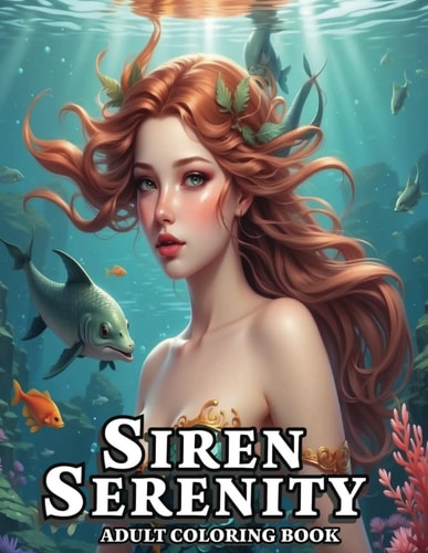 Siren Serenity Adult Coloring Book Explore 51 Lifelike Grayscale Images Featuring Stunning Sirens, Delving Into the Realms of Myth and Vibrant Colors for a Soothing and Relaxing Experience.