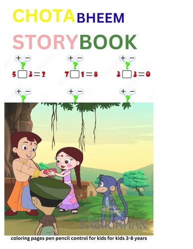 Chota Bheem Storybook Coloring Pages Pen Pencil Control for Kids for Kids 3-8 Years in English