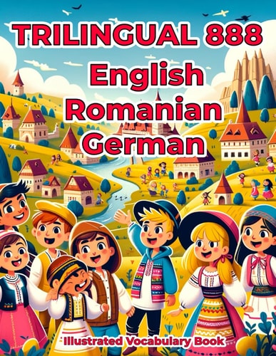 Trilingual 888 English Romanian German Illustrated Vocabulary Book Colorful Edition