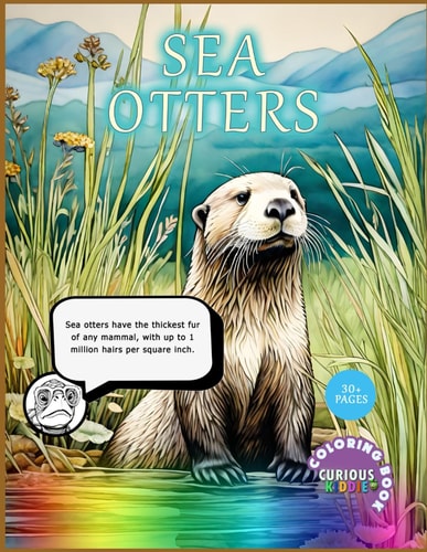 Sea Otters, Kids 4-12, Aquatic Life Coloring Book Educational Coloring Book