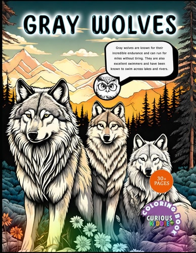 The Amazing Gray Wolf, Kids 4-16, Wolves Coloring Book Educational Coloring Book
