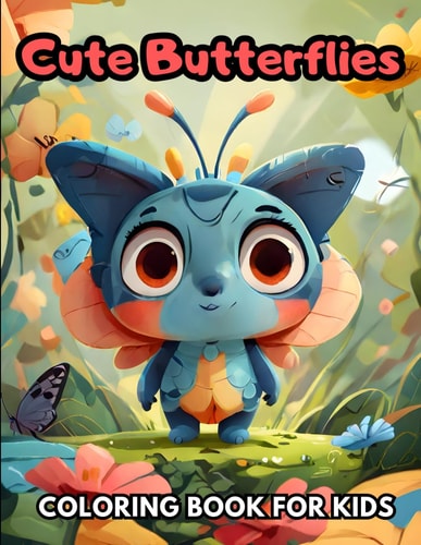 Cute Butterflies Coloring Book Find Calm With 50 Delightful Images Ready To Color Perfect Stress Relieving and Relaxation For Autistic Toddlers, Children, Kids, Boys, Girls Anxiety Relief Mindfulness, Creativity 8.5 X 11 in .