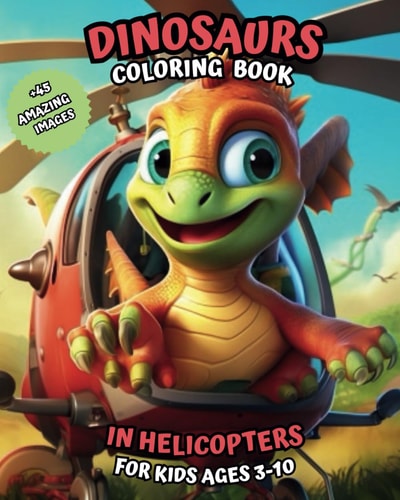 Dinosaurs Coloring Book in Helicopters For Kids Ages 3-10