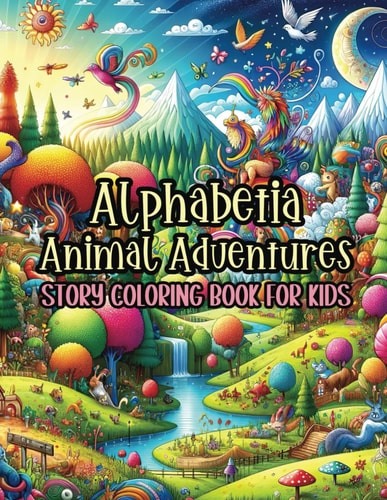 Alphabetia Animal Adventures Story Coloring Book for Kids Discover, Color, and Learn from A to Z