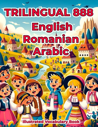 Trilingual 888 English Romanian Arabic Illustrated Vocabulary Book Colorful Edition