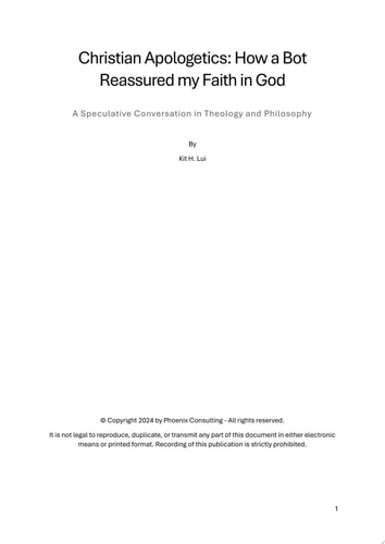 Christian Apologetics: How a Bot Reassured my Faith in God A Speculative Conversation in Theology and Philosophy