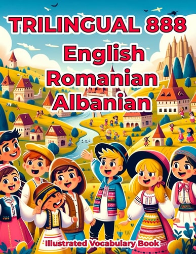 Trilingual 888 English Romanian Albanian Illustrated Vocabulary Book Colorful Edition