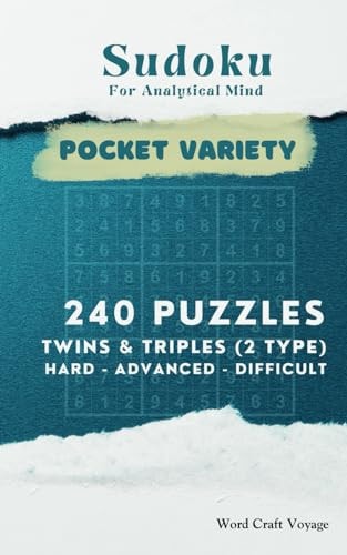 Sudoku for Analytical Mind (Pocket Size) Hard to Difficult Levels for Adults & Seniors 240 Puzzles Hard, Beyond, Extreme - A Travel-Friendly Sudoku Book with Answers