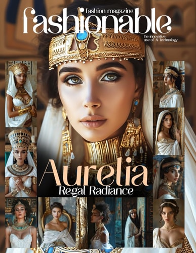 Fashionable Magazine Aurelia - Regal Radiance - Egyptian Queens Revived in White and Gold Splendor: A Majestic Odyssey Through Time Where Tradition Meets Contemporary Glamour Step Into Sovereignty