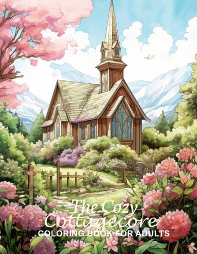 Cozy Cottagecore Coloring Book for Adults Anti-Stress, Anxiety and Relaxation Coloring Book with Vintage Countryside Cottages, Wildflowers and More