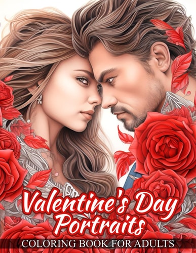 Valentine's Day Portraits Coloring Book For Adults Celebrating Love and Beauty With Enchanting Portraits of Beautiful Women Surrounded by Intricate Patterns of Hearts and Roses To Mesmerizing Details That Capture The Essence of Romance