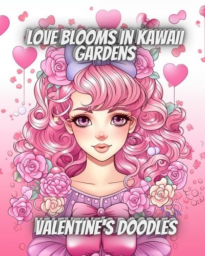 Love Blooms in Kawaii Gardens Valentine's Doodles: Magic Book for Children of All Ages