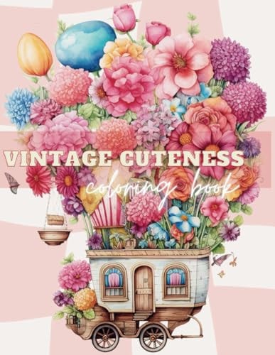 Vintage Cuteness Coloring Book Vintage Style Balloons in Grayscale Coloring Pages For Adult Relaxation and Stress Relief