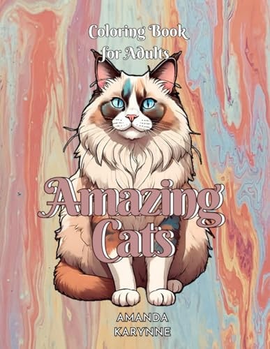 Amazing Cats Adult Coloring Book