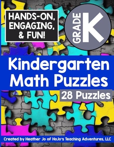 Kindergarten Math Puzzles Kids Ages 4, 5, 6, & 7 - Matching Words to Numbers, Place Value Blocks, Counting, 2D Shapes, Geometric Shapes, Adding, Subtracting, & MORE