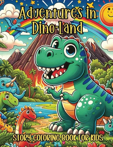 Adventures in Dino-Land Story Coloring Book for Kids A Magical Jurassic Coloring Journey