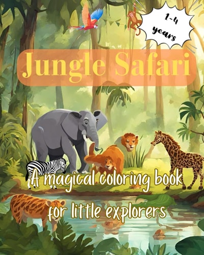 Jungle Safari A Magical Coloring Book for the Little Explorers with Fun Facts for Toddlers and Kids (1-4 Years Old): Easy to Color Pages I Paperback I Big Print I Single Pages