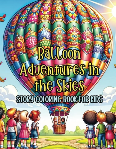 Balloon Adventures in the Skies Story Coloring Book for Kids A Coloring Voyage Through Rainbows and Beyond
