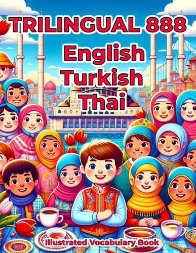 Trilingual 888 English Turkish Thai Illustrated Vocabulary Book Colorful Edition