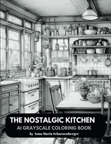 THE NOSTALGIC KITCHEN-AI Grayscale Coloring Book