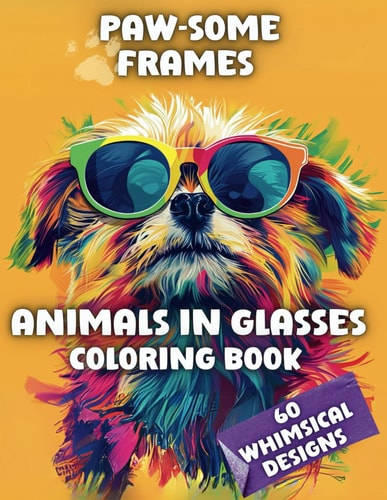 Animals in Glasses Coloring Book Paw-erful Art Therapy With 60 Unique Whimsical Designs to Inspire & Relax Families