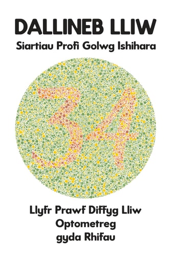DALLINEB LLIW Siartiau Profi Golwg Ishihara Llyfr Prawf Diffyg Lliw Optometreg Gyda Rhifau Diagramau Plât Ar Gyfer Unlliw Dichromacy Protanopia Deuteranopia Protanomaly Deuteranomaly Tritanopia Optegydd Optometrydd Offthalmolegydd Meddyg Llygaid