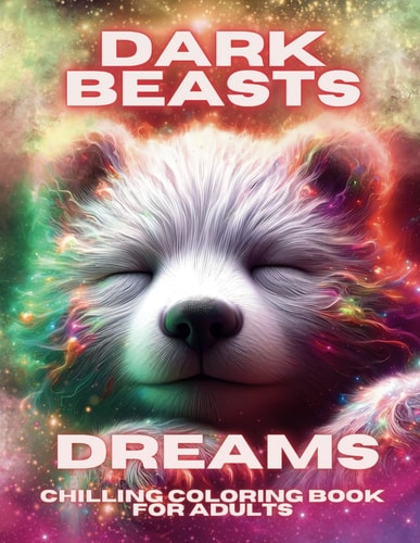 Dark Beasts Dreams Chilling Coloring Book for Adults Relax with Realistic Sleeping Baby Animal Spirits on a Black Background