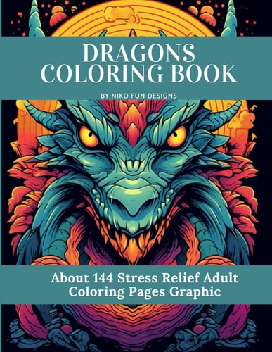 Dragon Paterns Coloring Book 144 Dragon Coloring Pages for Adults . Size 8.5″ X 11″ ✅ Total 144 Page .