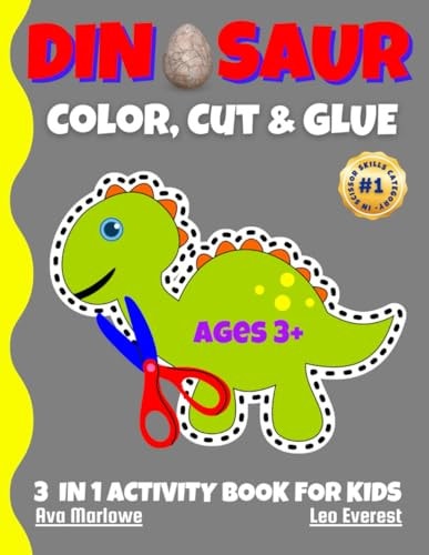 Dinosaur Color, Cut & Glue Unlock Creative Adventures with Our Dino-tastic Activity Book!