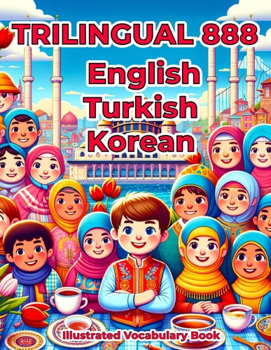 Trilingual 888 English Turkish Korean Illustrated Vocabulary Book Colorful Edition