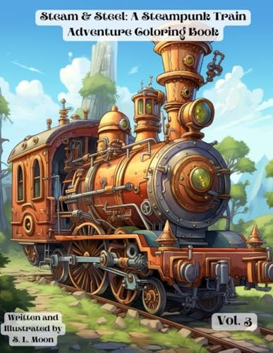 Steam & Steel A Steampunk Train Adventure Coloring Book: Volumn 3