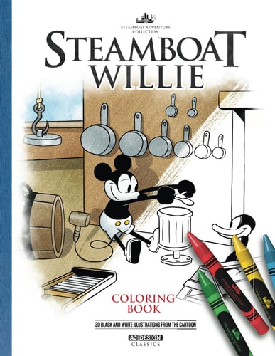 Steamboat Willie Coloring Book (Illustrated) 30 Illustrations
