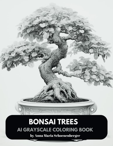 BONSAI TREES - AI Grayscale Coloring Book