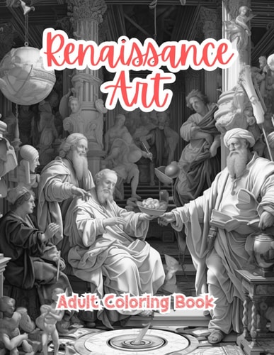 Renaissance Art Adult Coloring Book Grayscale Images By TaylorStonelyArt Volume I