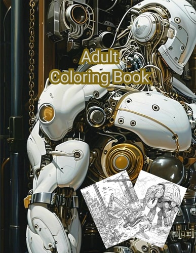 Robots Coloring Book For Adults With 50 Stunning Designs, Stress Relieve