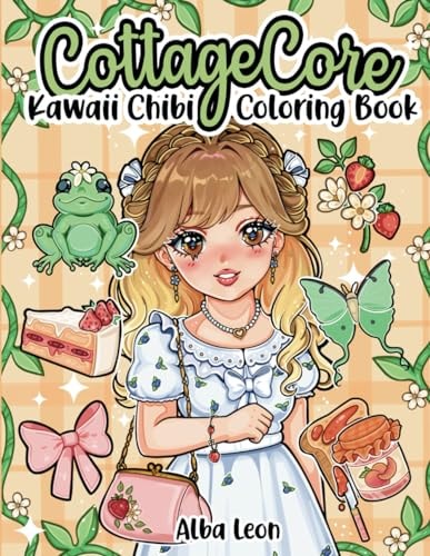 Cottagecore Kawaii Chibi Coloring Book Cozy Whimsical Anime Girls in Aesthetic Fashion Featuring Enchanted Forests, Cute Woodland Creatures, Countryside Tea Parties & More!