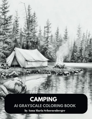 CAMPING-AI Grayscale Coloring Book