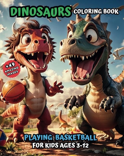 Dinosaurs Coloring Book Playing Basketball For Kids Ages 3-12