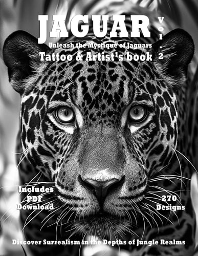 Jaguar Tattoo Designs in Grayscale - Unleash the Mystique of Jaguars with Photorealistic Ink Discover Surrealism in the Depths of the Jungle Realms